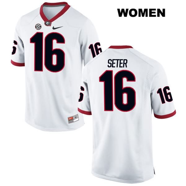 Georgia Bulldogs Women's John Seter #16 NCAA Authentic White Nike Stitched College Football Jersey BPJ7056FO